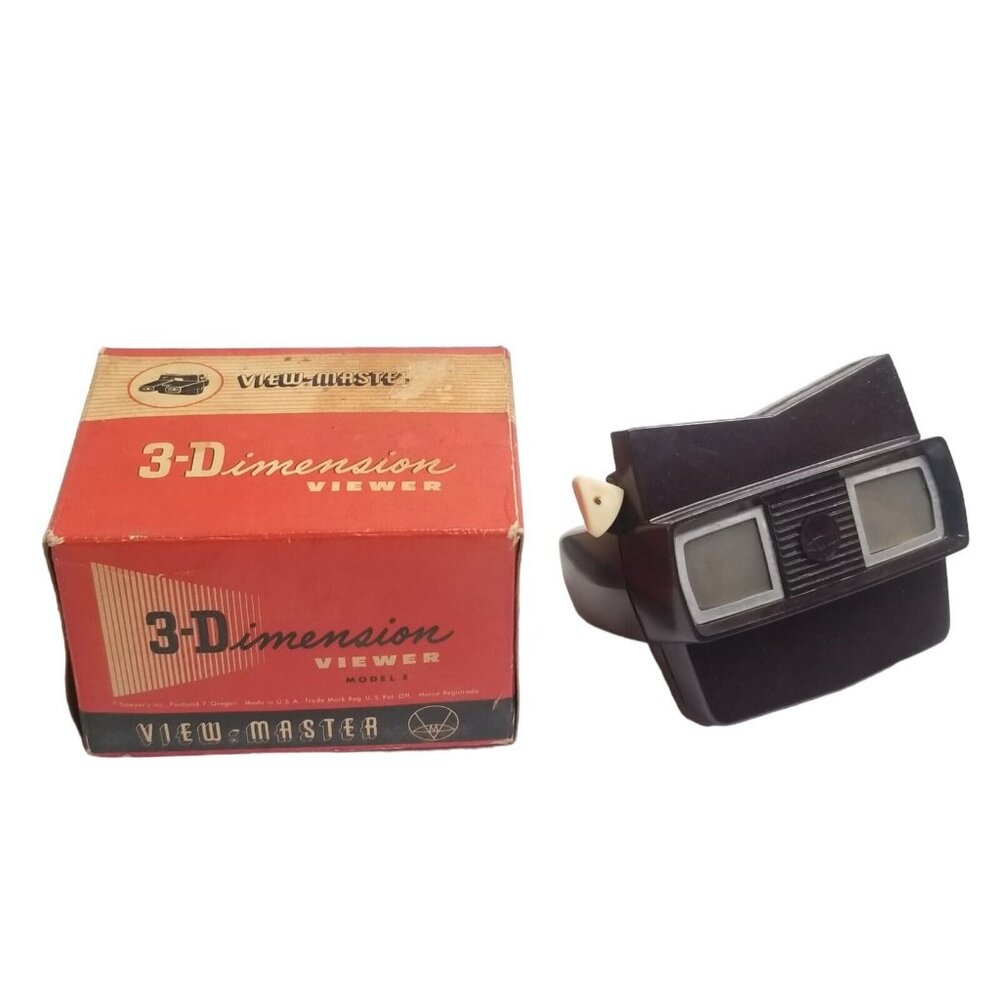 Vintage View Master 3D Dimension Viewer Original Red Box Made in USA Fibreboard